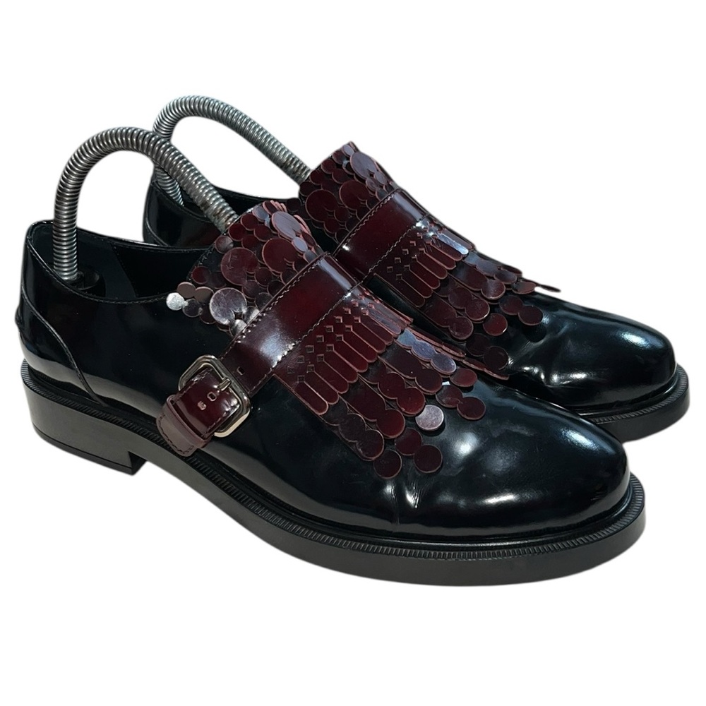 Women’s Tod’s Gomma ZP Frangia Brushed Leather Loafers Size 39.5 Buckle Italy